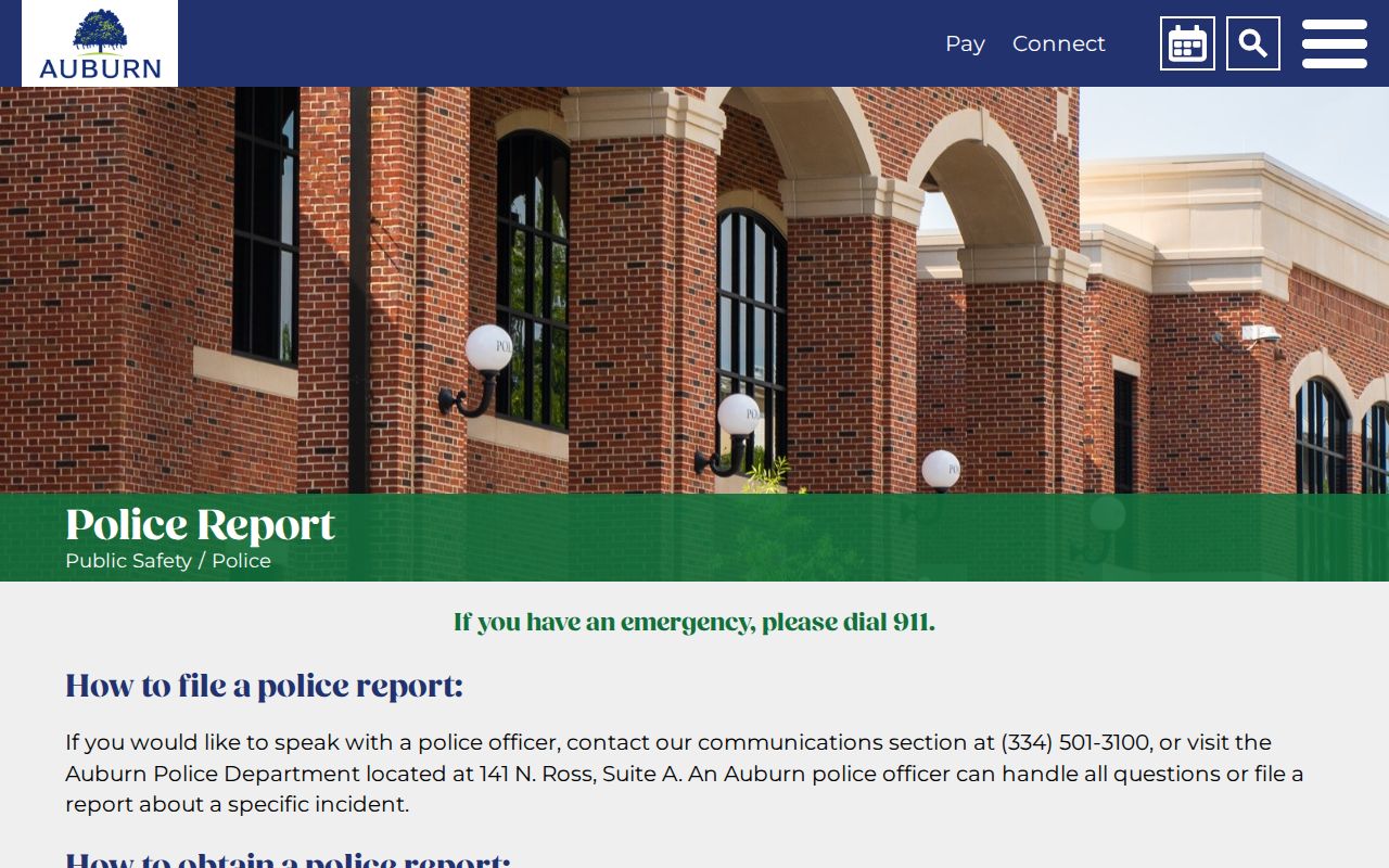 Auburn Police report and records instructions