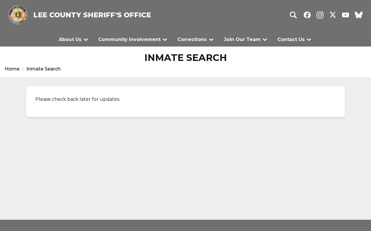 Lee County Sheriff inmate search interface