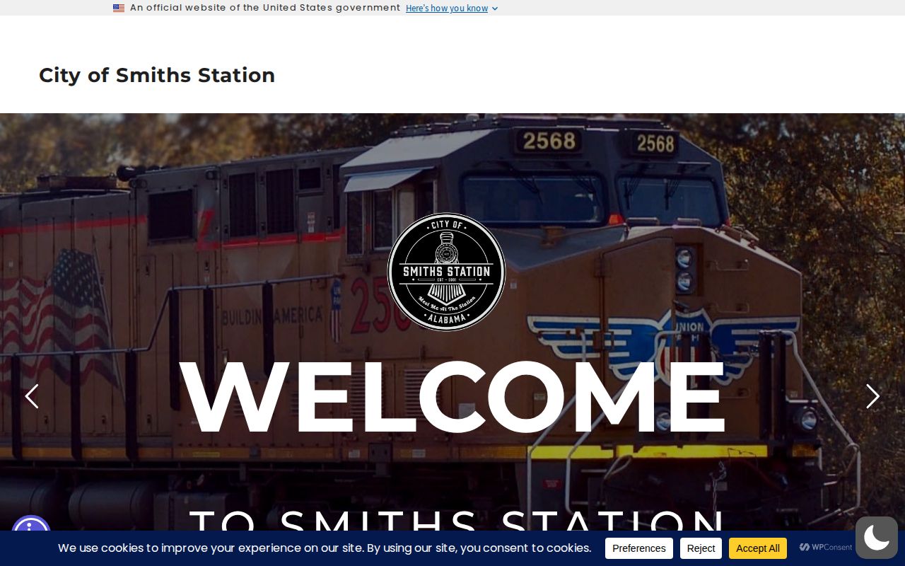Official Smiths Station city website navigation