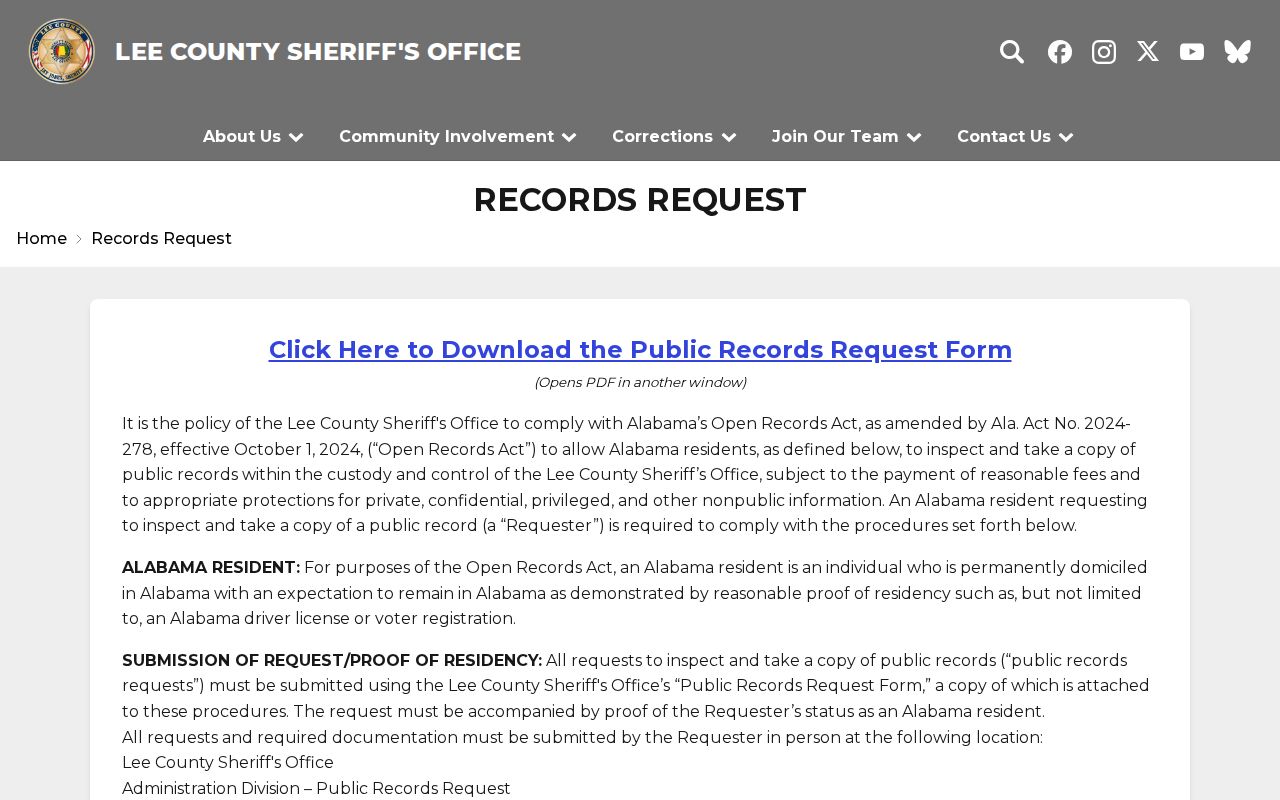 Lee County Sheriff records policy